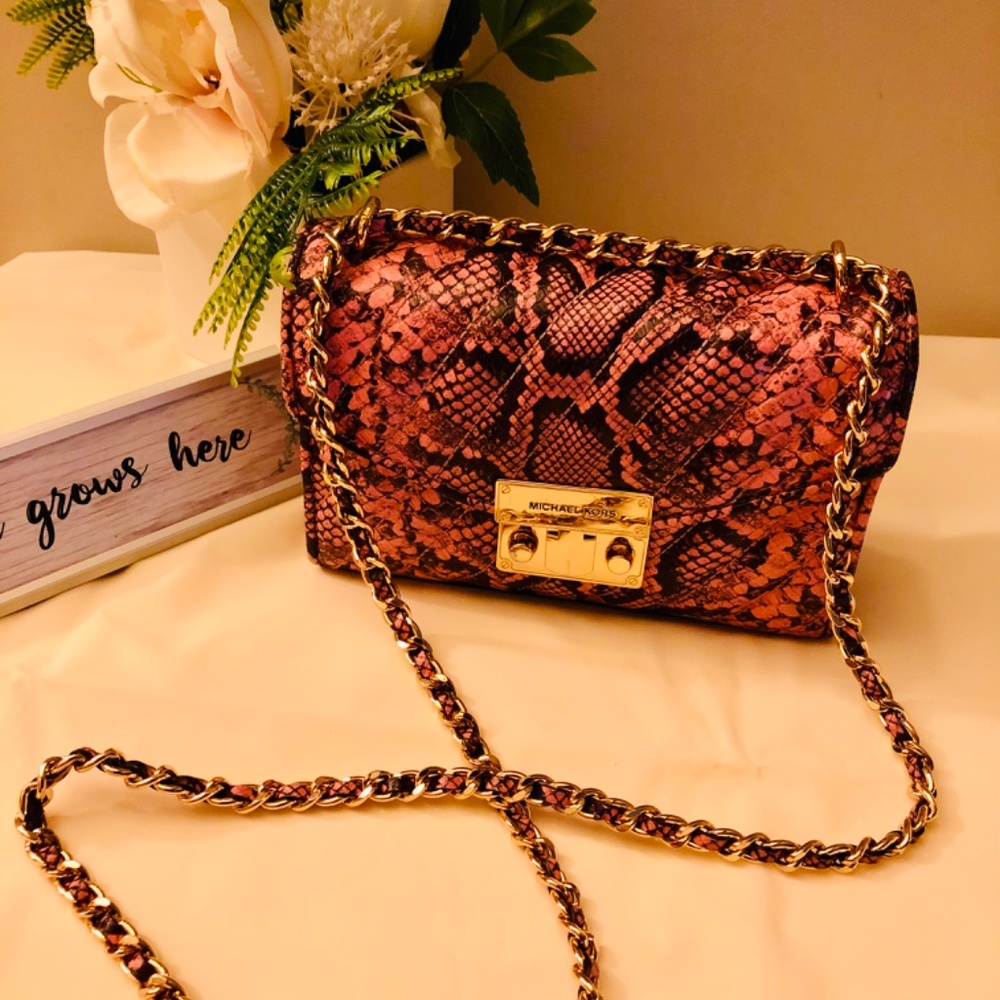 Michael Kors / Pink Python Crossbody Purse - Nice Condition